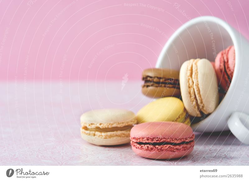 colorful macarons out of a cup Macaron Strawberry Lemon Dessert Coffee Yellow Chocolate Confectionary Raspberry Tradition Candy biscuit Tasty Baking French