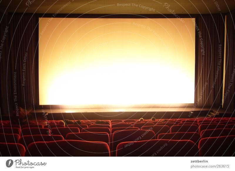 movie theater Art Culture Event Media Cinema Good Projection screen Movie hall Seat Row of seats Drape Shows Colour photo Subdued colour Interior shot Deserted