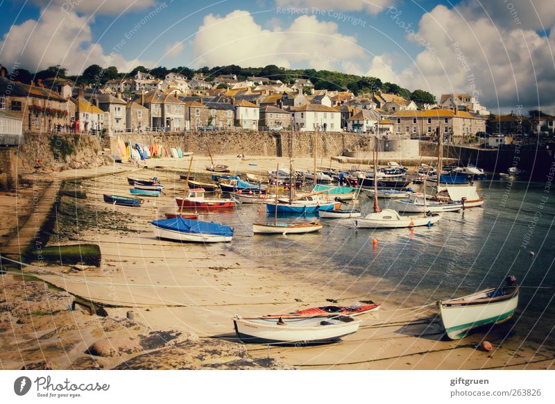 mousehole Elements Sand Water Sky Clouds Summer Beautiful weather Coast Beach Bay Village Fishing village House (Residential Structure) Harbour