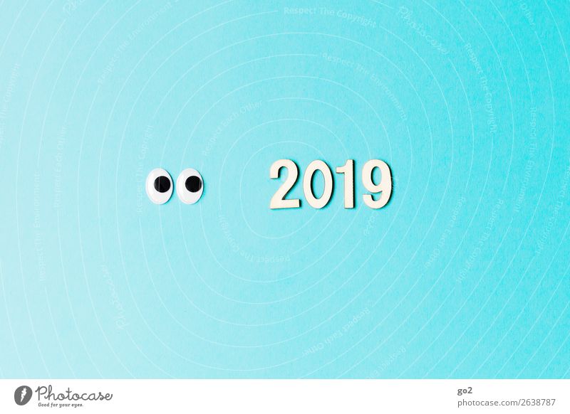 Curious about 2019 Handicraft Feasts & Celebrations New Year's Eve Birthday Eyes Decoration Digits and numbers Happiness Curiosity Blue Joy Anticipation