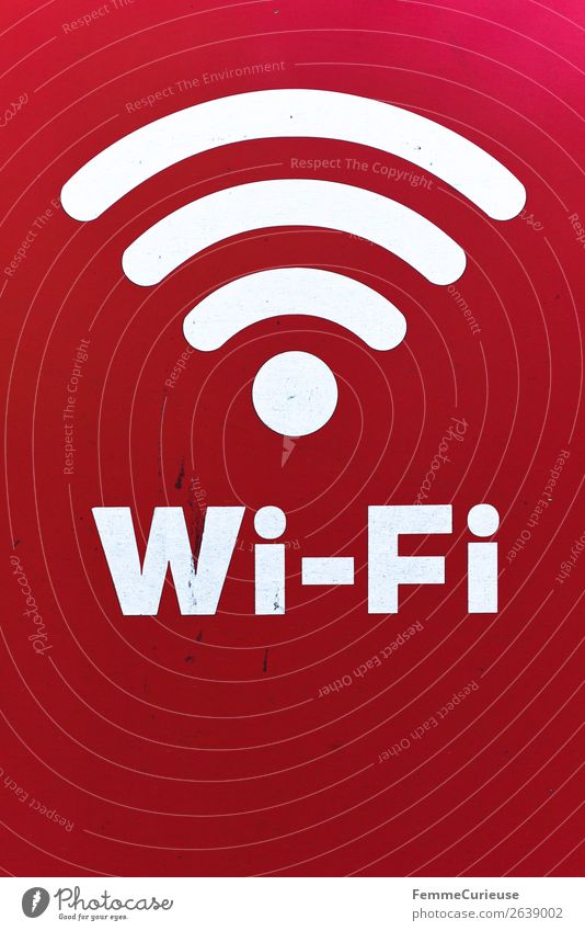 White Wi-Fi sign on red background Sign Characters Signs and labeling Signage Warning sign Communicate Computer network Internet Connection Joist Red Clue wifi