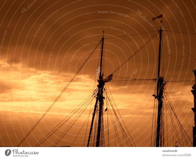 M.A.S.T. Watercraft Clouds Sail Electricity pylon Sky Evening Sepia