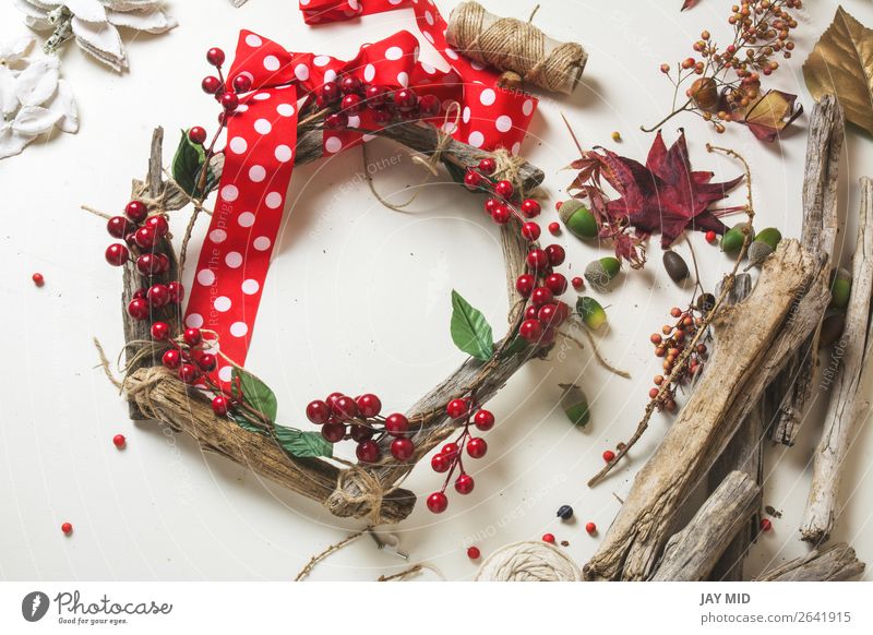 wooden wreath with christmas berries Fruit Leisure and hobbies Winter Garden Decoration Thanksgiving Christmas & Advent New Year's Eve Work and employment
