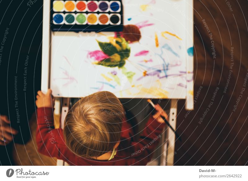 Watercolour I Leisure and hobbies Playing Handicraft Parenting Kindergarten Child Study Human being Feminine Toddler Girl Infancy Life Head Fingers 1