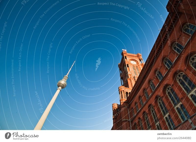 Television Tower and Red Town Hall Alexanderplatz Architecture Berlin City Germany Berlin TV Tower Worm's-eye view Capital city House (Residential Structure)