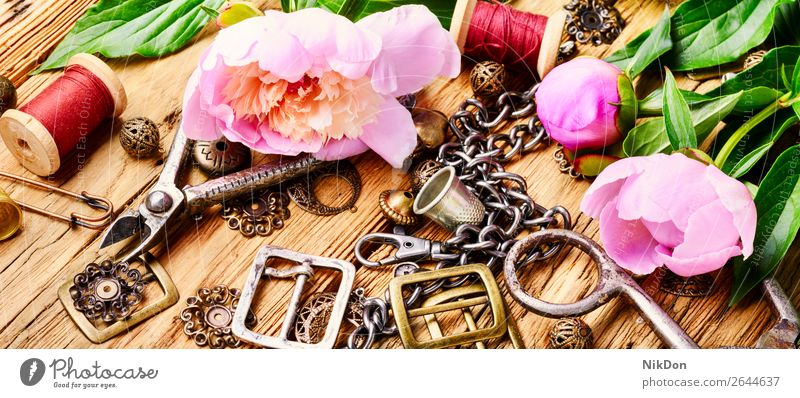 Fashionable female bijouterie retro handmade tool design clasp thread decoration button object fashion bead scissor vintage equipment handicraft chain set