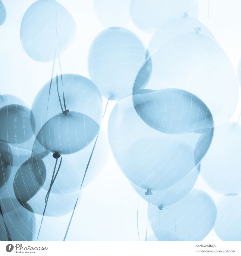 tangled up in blue Lifestyle Style Happy Party Event Valentine's Day Balloon Heart Above Blue White Love Romance Calm Esthetic Double exposure Ease Airy