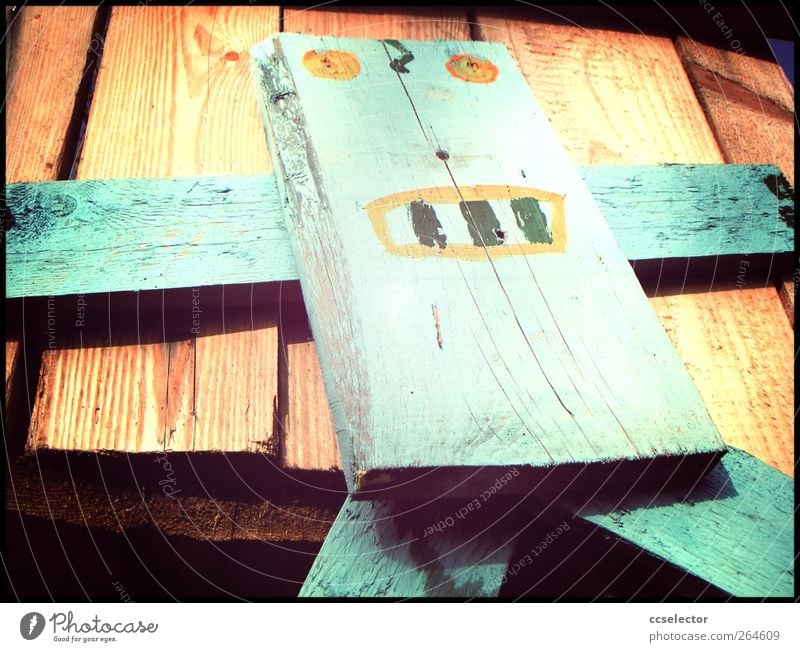 A self-built robot made from painted wooden boards Wood Modern Wooden board Face Wooden figure Robot K.I. Artificial intelligence Cybernetics Machinery