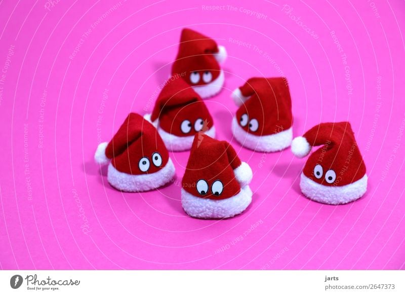 christmas team pink IV Christmas & Advent Cap Looking Exceptional Cute Pink Red White Curiosity Surprise Santa Claus hat Christmas decoration eyes Meditative