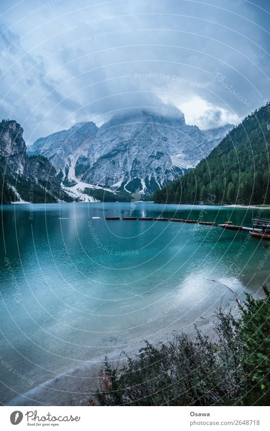 Prafser Wildsee - Lago di braies Environment Nature Landscape Plant Elements Earth Air Water Sky Clouds Summer Weather Alps Mountain South Tyrol Lake
