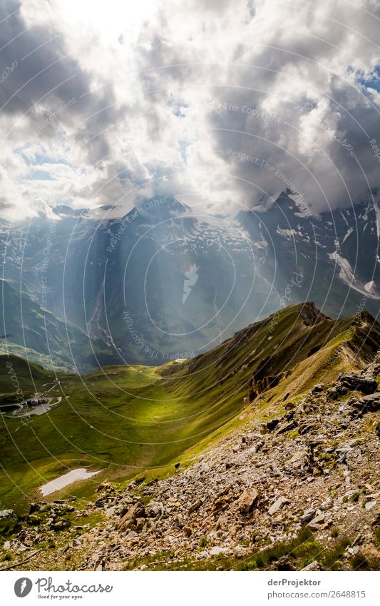 Großglockner Pass in sunlight III Deep depth of field Sunlight Contrast Shadow Light Day Copy Space middle Copy Space top Copy Space left Copy Space right