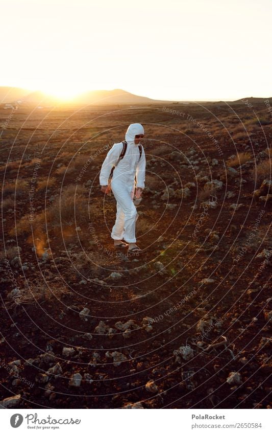 #AS# hiker Art Esthetic Extraterrestrial Exceptional Out of town Foreign Stranger Space suit Astronaut Space helmet Mars Martian landscape Creativity Costume
