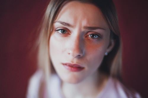 tragic eyes Feminine Young woman Youth (Young adults) Woman Adults Face Eyes 1 Human being 18 - 30 years Blonde Looking Cry Creepy Beautiful Gloomy Sadness