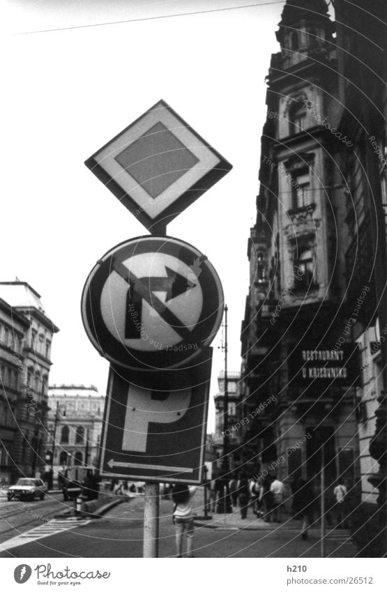 shield_prague Signs and labeling Transport Europe Black & white photo Street residential