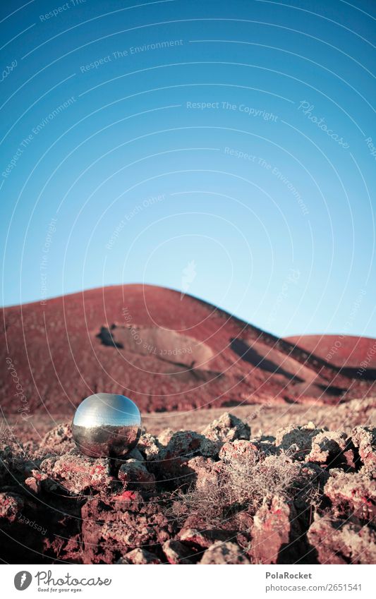 #AS# MarbleLand Art Esthetic Landscape Mars Martian landscape Moon Fuerteventura Volcano Volcanic crater Stony Mountain Extraterrestrial being UFO Colour photo