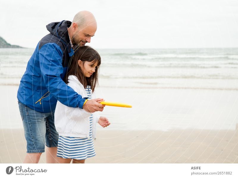 Dad is the best teacher Joy Happy Leisure and hobbies Playing Beach Ocean Child School Parents Adults Father Family & Relations Clouds Bald or shaved head