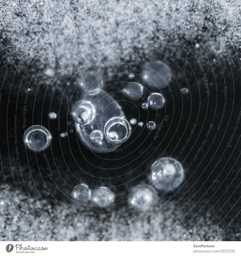 universe Environment Nature Water Winter Ice Frost Lake Esthetic Cold Bubble Round Natural phenomenon Black & white photo Exterior shot Close-up Detail Abstract