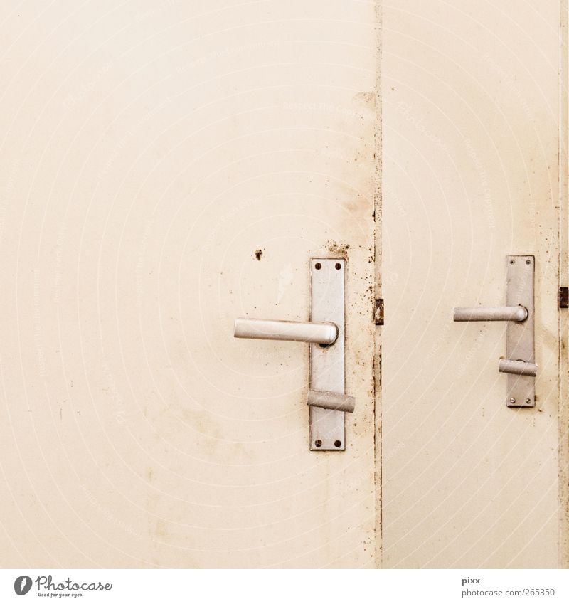 analog LogOut Redecorate Bathroom Door Wood Metal Trashy Gloomy White Bans Decline Transience Door handle 2 Toilet Close Closed Open Square Dirty Derelict Town