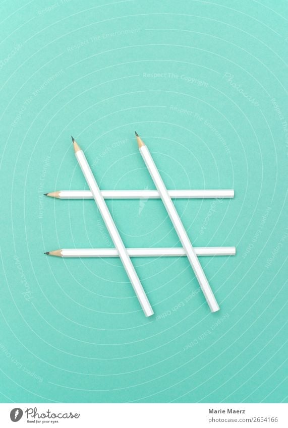 Hashtag symbol made of white pencils Education Media industry Advertising Industry To talk Information Technology Internet Sign Communicate Write Cool (slang)