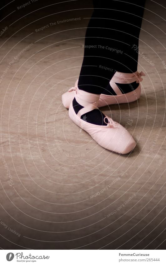 Ballet VI. Dance Dancer Precision Ballet shoe Pink Tights Black Posture Practice Sports Training Copy Space left Artist Colour photo Interior shot