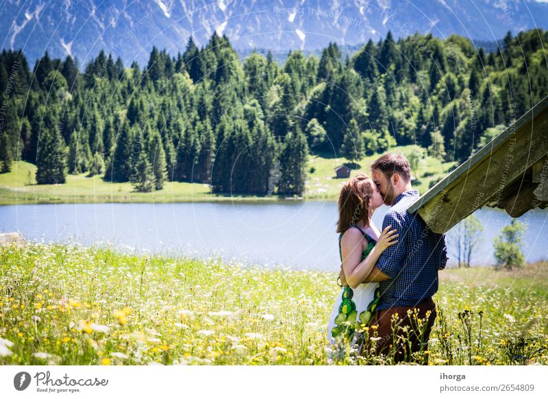 happy lovers on Holiday in the alps mountains Lifestyle Happy Beautiful Relaxation Vacation & Travel Adventure Summer Mountain Woman Adults Man Couple 2