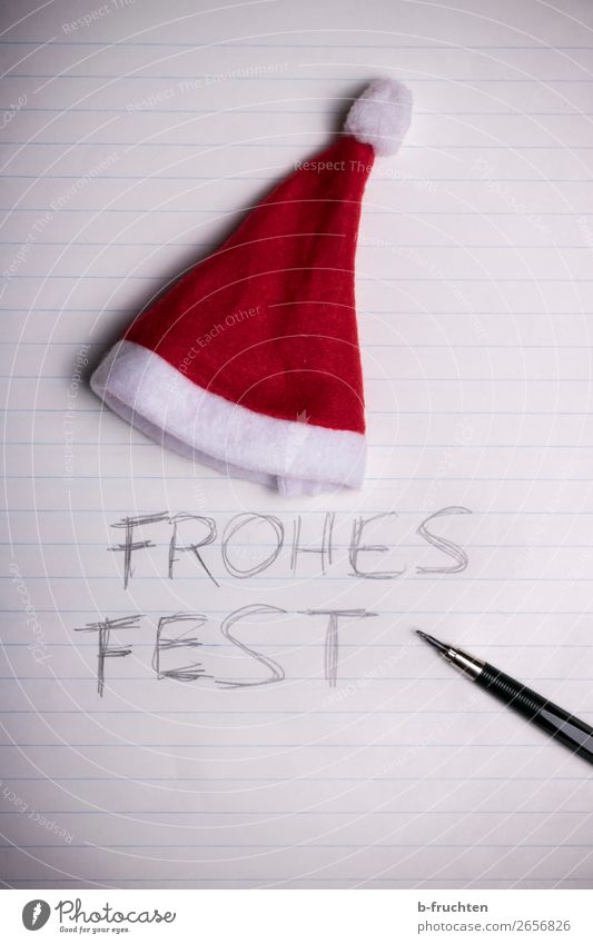 Merry Christmas Feasts & Celebrations Christmas & Advent Office Cap Paper Piece of paper Pen Write Dark Embitterment Belief Religion and faith Identity