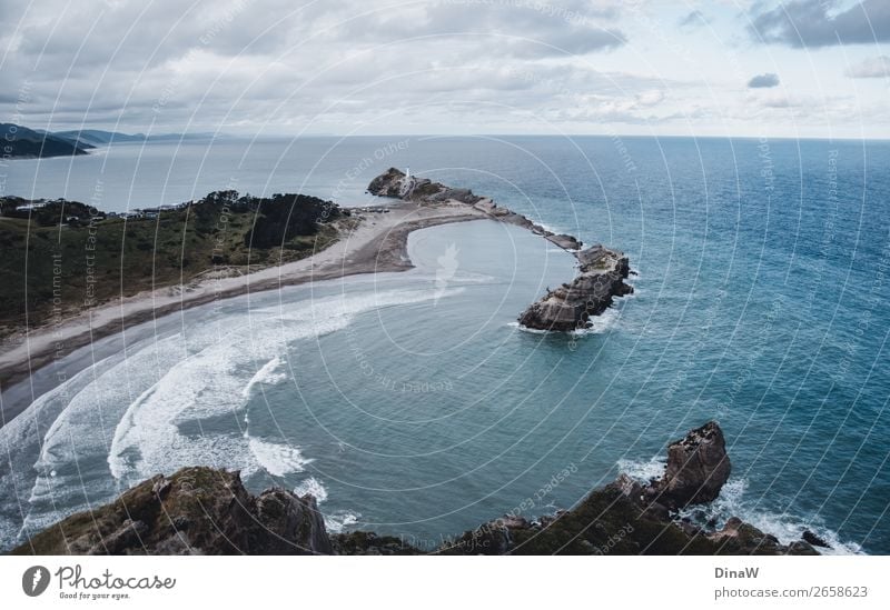 Castlepoint Nature Landscape Water Earth Sky Clouds Horizon Waves Coast Beach Lighthouse Sand Blue Travel photography Traveling New Zealand Moody Colour photo