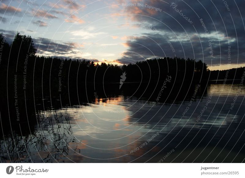 Sunset Finland Clouds Lake Water Lighting Sky