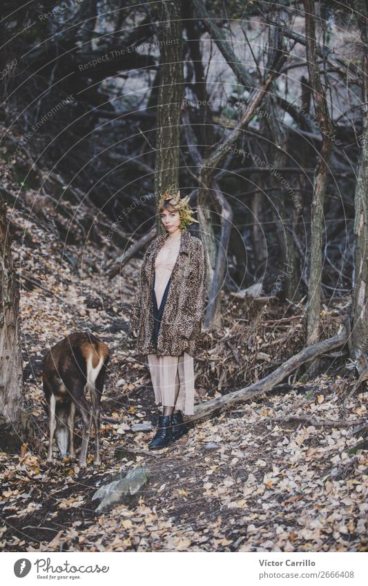 A Young Woman standing in the woods Lifestyle Beautiful Human being Feminine Young woman Youth (Young adults) Adults 18 - 30 years Environment Nature Landscape