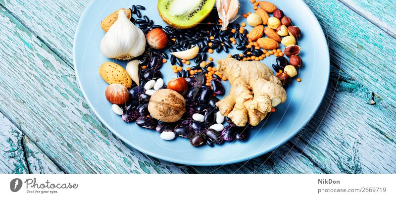 Health food concept healthy fruit antioxidant seed superfood vitamin lentils organic nutrition diet vegetarian vegetable ingredient protein berry medicine