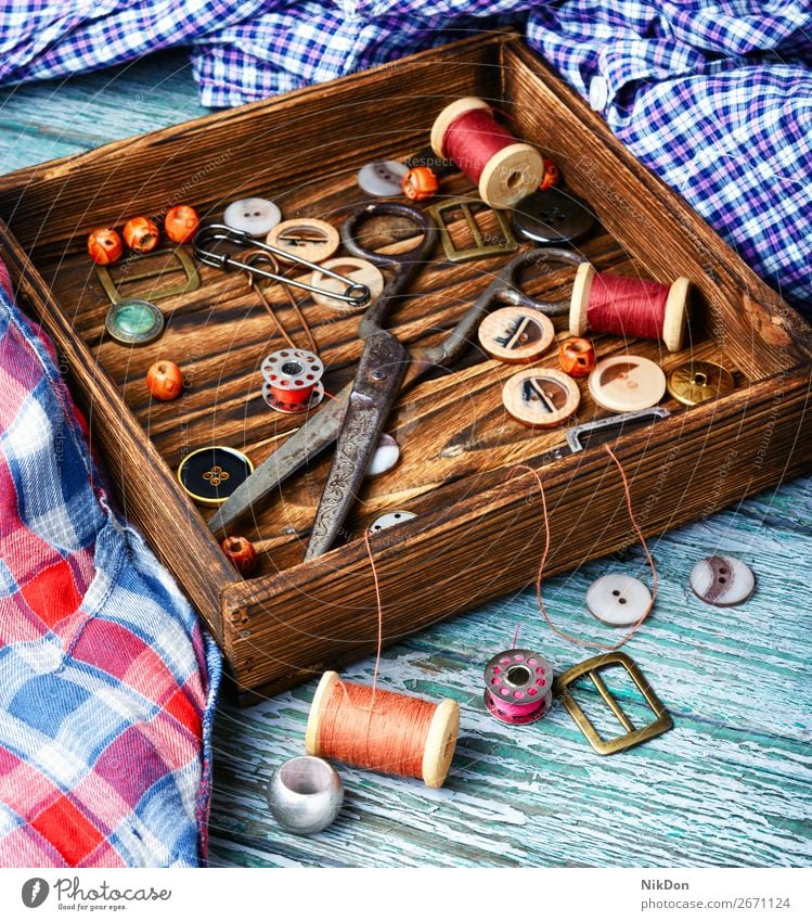 Old Sewing Accessories and Tools Stock Photo - Image of fashion