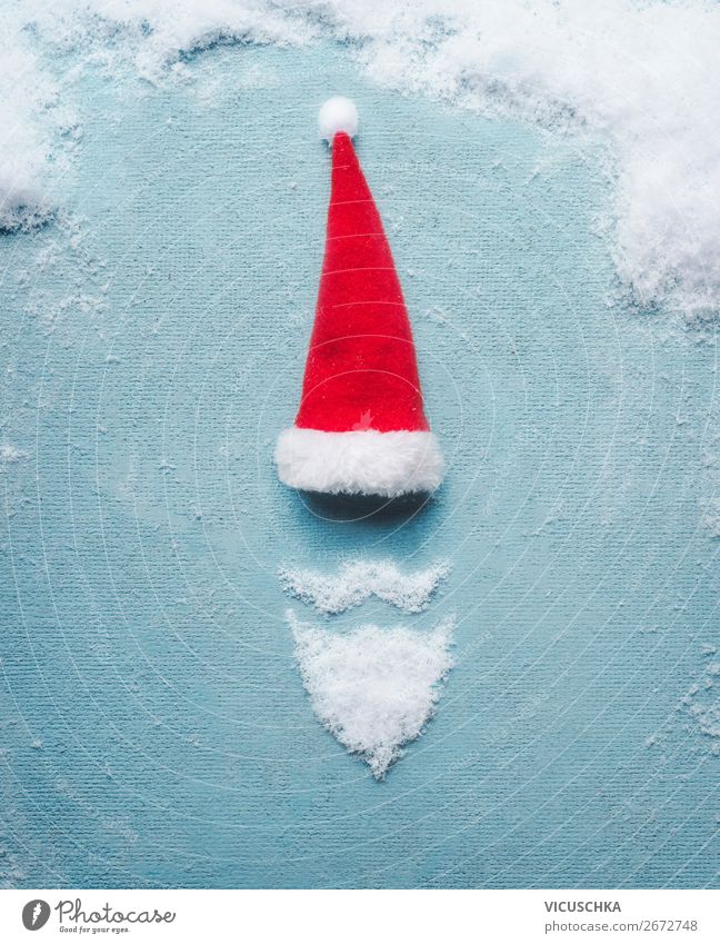 Santa Claus symbol made with snow and Christmas cap Shopping Style Design Joy Winter Party Feasts & Celebrations Christmas & Advent 1 Human being Snow Cap
