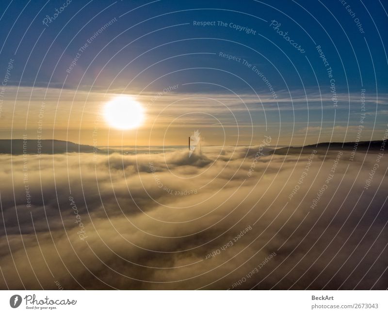 Jena Thuringia above the fog with a view towards Winzerla Vacation & Travel Summer Nature Sky Sky only Clouds Sun Sunrise Sunset Sunlight Autumn Climate Weather