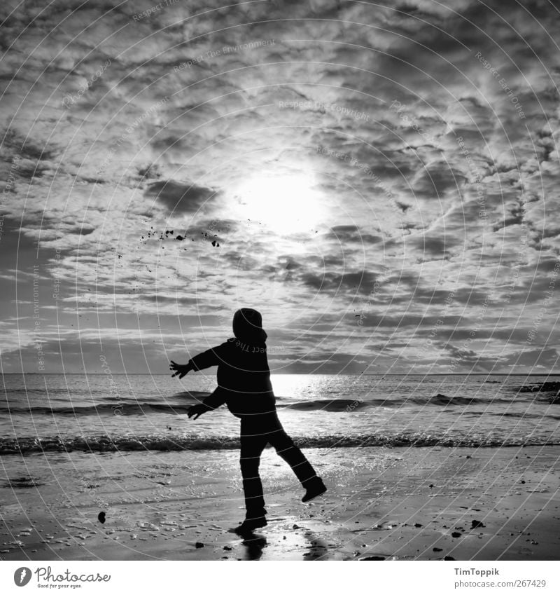 Borkum Bounce #4 Waves Vacation & Travel North Sea coast North Sea Islands North Sea beach East frisian island Sky Clouds in the sky Sunset Playing Throw