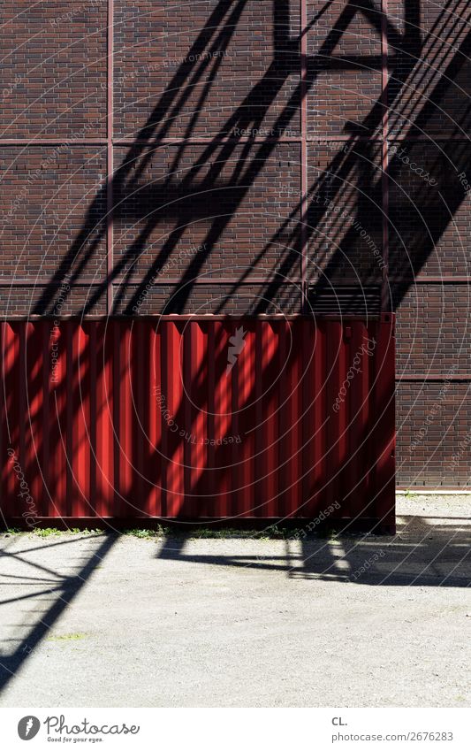 red container Construction site Industry Essen Deserted Industrial plant Manmade structures Building Architecture Wall (barrier) Wall (building) Container Red