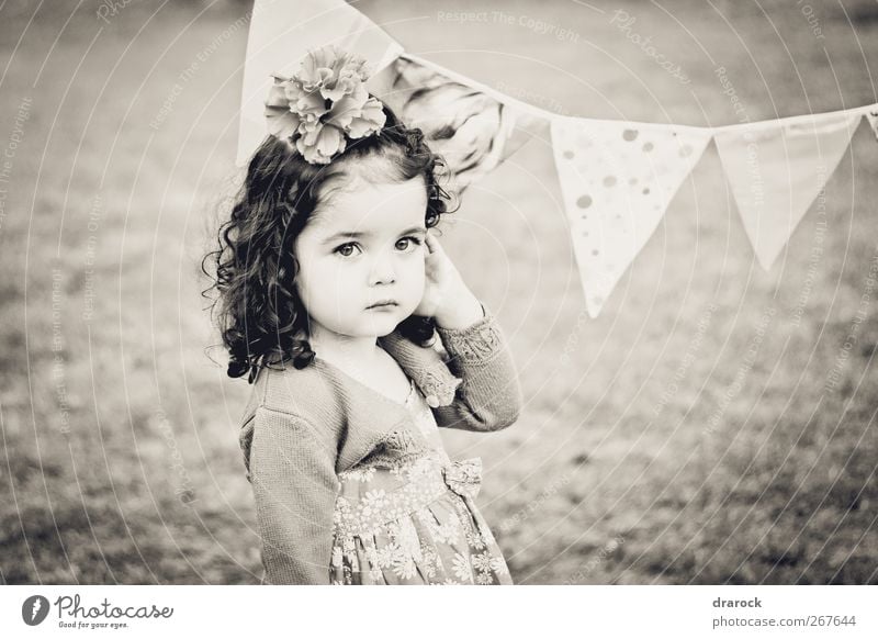 Looking pretty Feminine Child Toddler Girl Infancy 1 Human being 3 - 8 years Brunette Curly hair Beautiful Small Soft Peaceful Innocent drarock Pennant