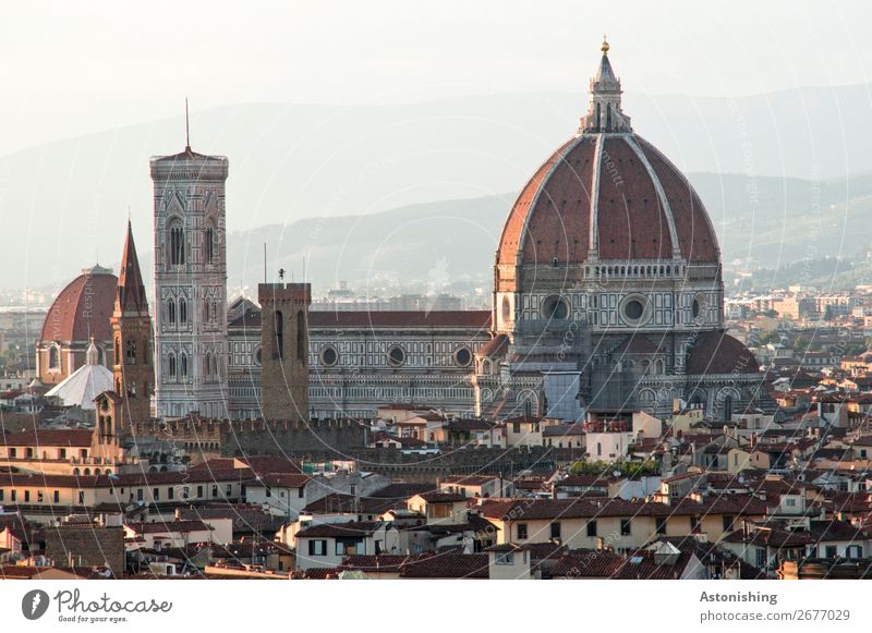 large building Sky Horizon Weather Beautiful weather Hill Mountain Florence Italy Town Downtown Old town House (Residential Structure) Church Dome Tower