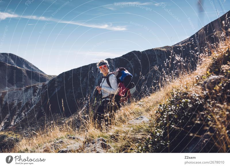 Young woman hiking in South Tyrol | E5 Vacation & Travel Adventure Mountain Hiking Climbing Mountaineering Youth (Young adults) Nature Landscape Summer