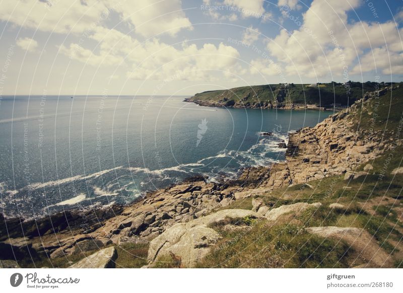 landscapes Environment Nature Landscape Elements Earth Water Sky Clouds Horizon Sun Summer Weather Beautiful weather Hill Rock Waves Coast Beach Bay Ocean