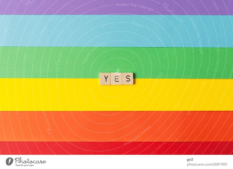 yes Playing Feasts & Celebrations Wedding Paper Wood Sign Characters Esthetic Positive Multicoloured Emotions Joy Happy Happiness Joie de vivre (Vitality)