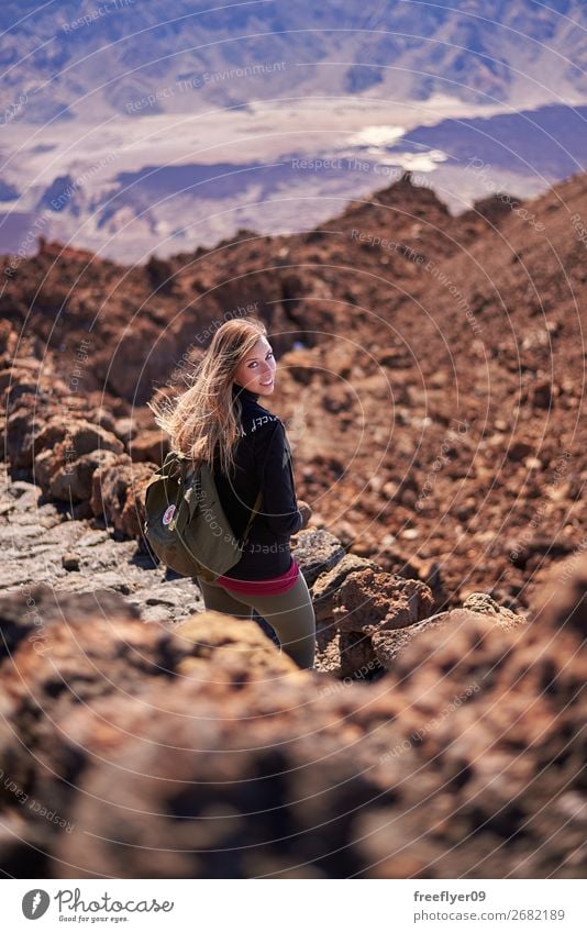 Girl on the Teide mountain in Spain Lifestyle Vacation & Travel Tourism Adventure Far-off places Sightseeing Winter Mountain Hiking Feminine Young woman