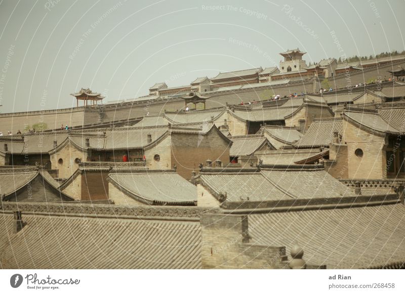 Nested Sky Cloudless sky Pingyao China Small Town Downtown Old town Skyline Populated House (Residential Structure) Hut Palace Castle Tower Wall (barrier)