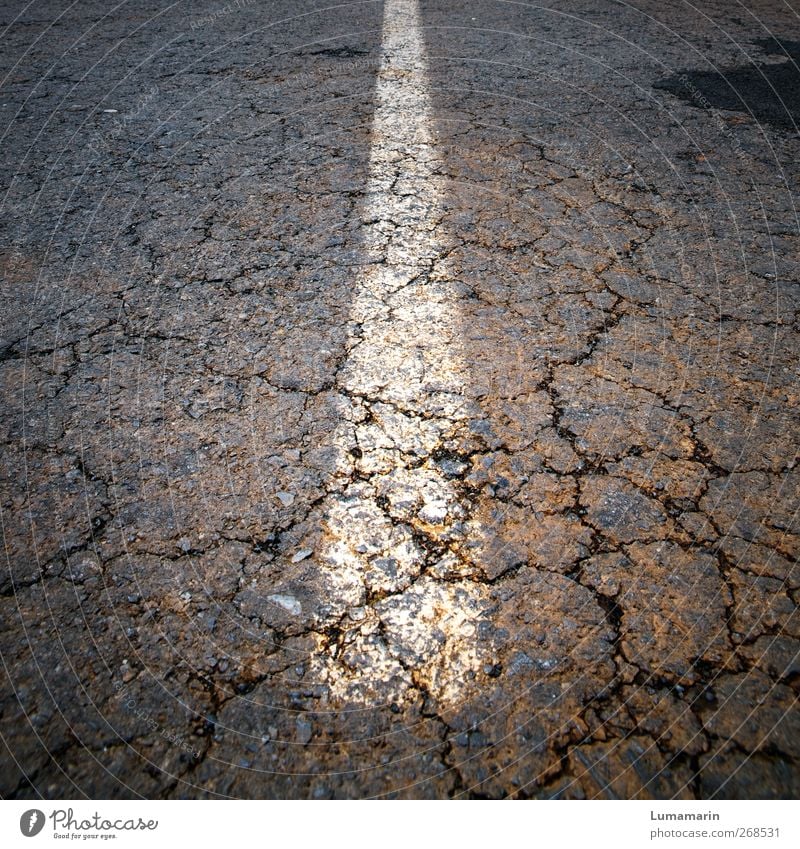 break Traffic infrastructure Street Road sign Line Old Dark Sharp-edged Firm Broken Beginning Movement Stagnating Decline Transience Change Lanes & trails