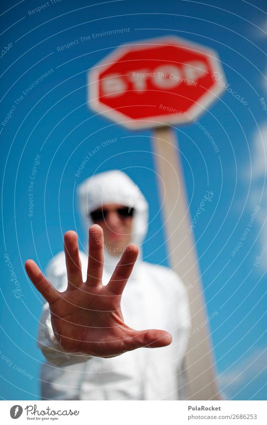 #AS# Stop the madness Art Artist Aggression Stop sign Hand Stay Madness Laboratory Costume Suit Demonstration Bans Dangerous Risk Brakes Scream End