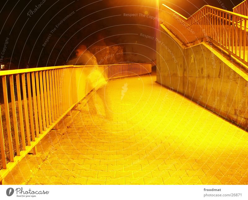yellow light Long exposure Yellow Banister Cottbus Stairs Bag Night