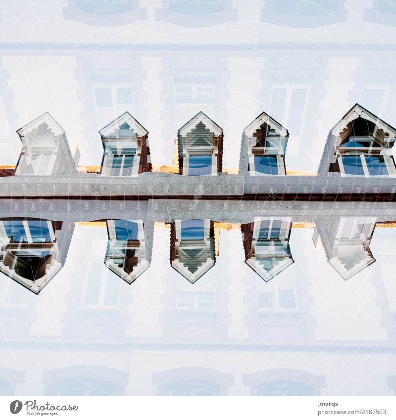 Mirroring (illogical) Style Living or residing House (Residential Structure) Manmade structures Architecture Window Roof Exceptional Uniqueness Crazy