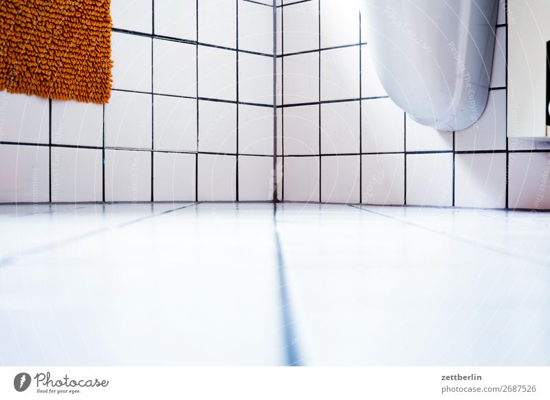 bathroom Bathroom Bathtub Sanitary Tile White Clean Bright Sink Deserted Copy Space Living or residing Flat (apartment) Line Direct Geometry