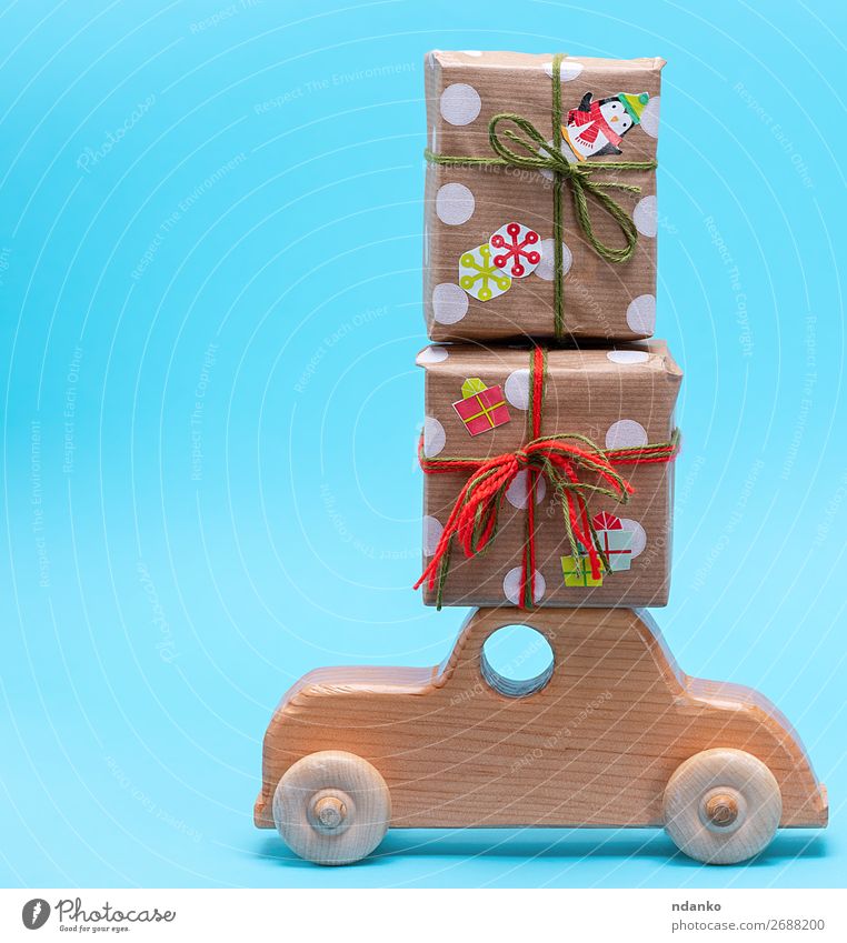 wooden children's machine carries gifts Shopping Decoration Feasts & Celebrations Christmas & Advent New Year's Eve Car Paper Toys Package Wood Carrying Retro