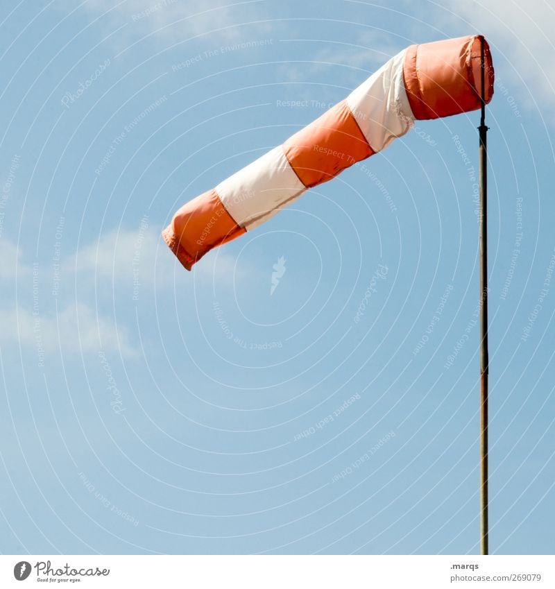 breeze Nature Sky Clouds Climate Climate change Weather Windsock Signage Warning sign Fresh Red White Wind direction Direction Airy Aviation Colour photo