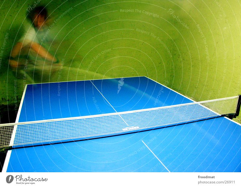 Tennis on table Table tennis Long exposure Wall (building) Action Speed Reaction Sports Contentment Power Playing Sporting event Effort Single-minded Net